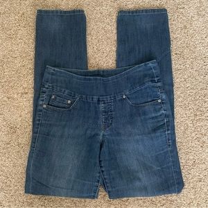 Jag Jeans Peri pull-on stretch high rise slim leg blue jeans, size 6